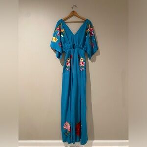 ASOS Teal Jump Suit with Floral Embroidery